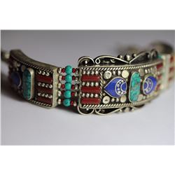 Tibet Hand Made Turquoise Lapiz Lazuli & Coral Bracelet