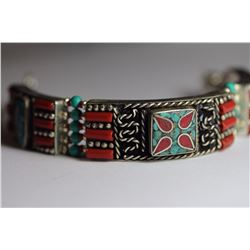 Tibet Hand Made Turquoise & Coral Bracelet