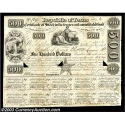 Austin, TX - Republic of Texas Consolidated Fund Certificate