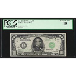 1934A $1,000 Federal Reserve Note San Francisco PCGS Extremely Fine 45
