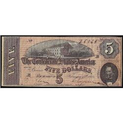 1864 $5 The Confederate States of America Note