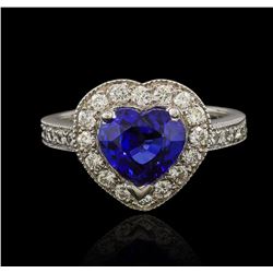 14KT White Gold 3.03ct Blue Sapphire and Diamond Ring