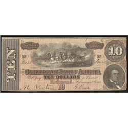 1864 $10 The Confederate States of America Note