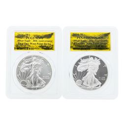 Lot of (2) 2016-W $1 American Silver Eagle Coins PCGS MS70 & PR70DCAM