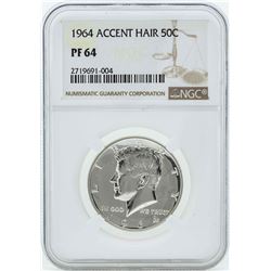 1964 Accent Hair Kennedy Half Dollar Silver Proof Coin NGC PF64