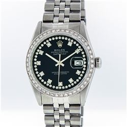 Rolex Stainless Steel 0.90ctw Diamond Datejust Mens Wristwatch