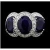 Image 1 : 14K White Gold 10.08 ctw. Sapphire and Diamond Ring