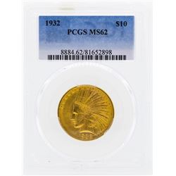 1932 $10 Indian Head Eagle Gold Coin PCGS MS62