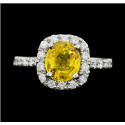 Platinum 2.42ct Yellow Sapphire and Diamond Ring