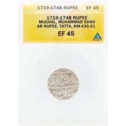 1719-1748 Rupee Mughal Muhammad Shah AR Tatta Coin ANACS EF45