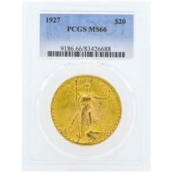 1927 $20 St. Gaudens Double Eagle Gold Coin PCGS MS66