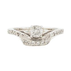 18KT White Gold 0.40ctw Diamond Ring with Cathedral Shank