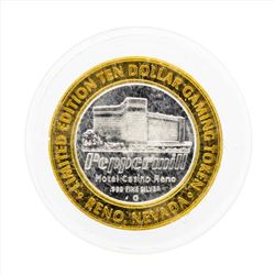 .999 Silver Peppermill Hotel Casino Reno $10 Casino Gaming Token Limited Edition