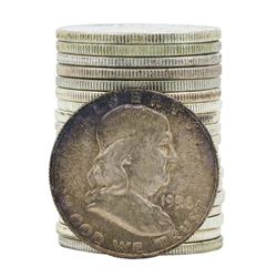 Roll of (20) 1956 Brilliant Uncirculated Franklin Half Dollar Coins