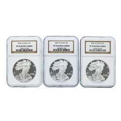 Set of 2004-2006W $1 American Silver Eagle Coins NGC PF70 Ultra Cameo