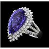 Image 2 : Platinum 11.44ct GIA Certified Tanzanite and Diamond Ring