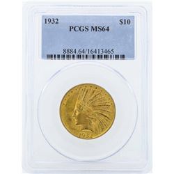 1932 $10 Indian Head Eagle Gold Coin PCGS MS64