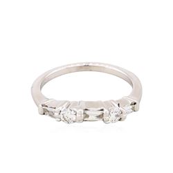 14KT White Gold 0.35ctw Round and Baguette Cut Diamond Ring