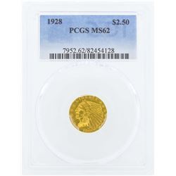 1928 $2 1/2 Indian Head Quarter Eagle Gold Coin PCGS MS62
