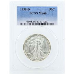 1938-D Walking Liberty Half Dollar Coin PCGS MS66