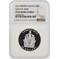 2016 Piefort Canada $25 Coat of Arms Silver Coin NGC PF69 Ultra Cameo
