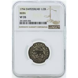 1794 Switzerland 1/2 Batzen Bern Coin NGC VF35