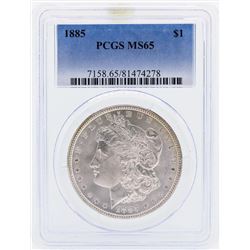 1885 $1 Morgan Silver Dollar Coin PCGS MS65