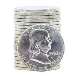 Roll of (20) 1958 Brilliant Uncirculated Franklin Half Dollar Coins