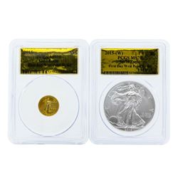2015 $5 American Gold Eagle & 2015-W $1 American Silver Eagle Coins PCGS MS70