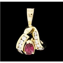 14KT Yellow Gold 0.50ct Ruby and Diamond Pendant