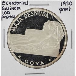 1970 Ecuatorail Guinea 100 Pesetas Silver Proof Coin