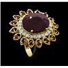 Image 4 : 14KT Yellow Gold 14.25ctw Ruby and Diamond Ring