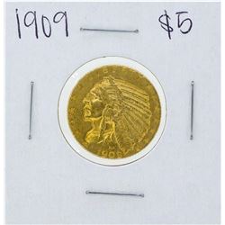 1909 $5 Indian Head Half Eagle Gold Coin