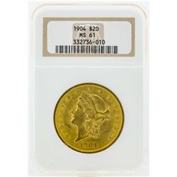 1904 $20 Liberty Head Double Eagle Gold Coin NGC MS61