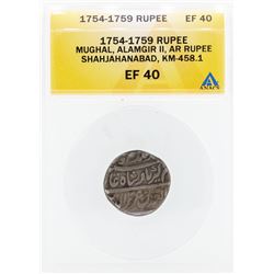 1754-1759 Rupee Mughal Alamgir II Shahjahanabad KM-458.1 Coin ANACS EF40