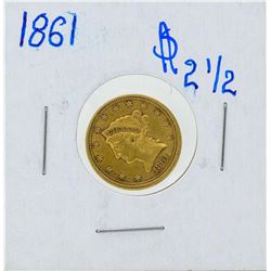 1861 $2 1/2 Liberty Head Quarter Eagle Gold Coin