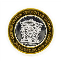 .999 Silver Treasure Island $10 Casino Gaming Token Limited Edition