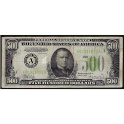 1934 $500 Federal Reserve Note Boston