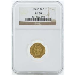 1873 $2 1/2 Liberty Head Quarter Eagle Gold Coin NGC AU58