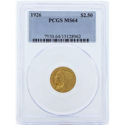 1926 $2 1/2 Indian Head Quarter Eagle Gold Coin PCGS MS64