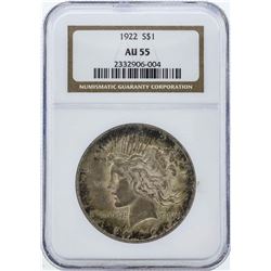 1922 $1 Peace Silver Dollar Coin NGC AU55