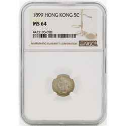 1899 Hong Kong 5 Cents Silver Coin NGC MS64