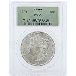 1883 $1 Morgan Silver Dollar Coin PCGS MS65