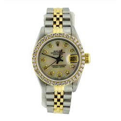 Rolex Ladies Two Tone 18KT Gold 1.00ctw Diamond Datejust Wristwatch