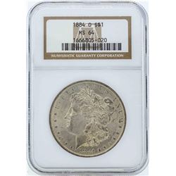 1884 $1 Morgan Silver Dollar Coin NGC MS64