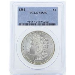 1882 $1 Morgan Silver Dollar Coin PCGS MS65