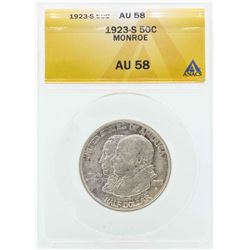 1923-S Monroe Doctrine Centennial Commemorative Half Dollar Coin ANACS AU58