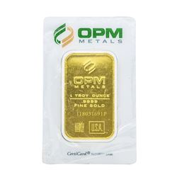 OPM Metals 1 Troy Ounce .999 Fine Gold Bar Sealed