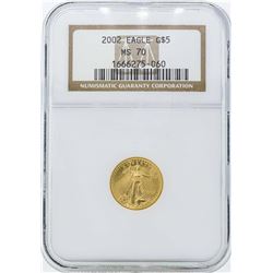 2002 $5 American Gold Eagle Coin NGC MS70
