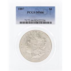 1887 $1 Morgan Silver Dollar Coin PCGS MS66